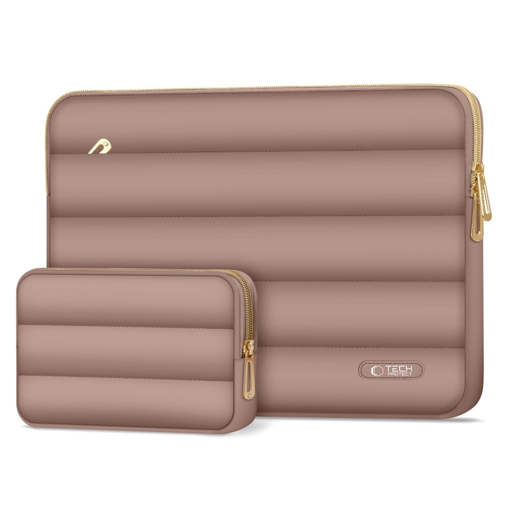 Set husa laptop 13/14 inch si husa pentru accesorii TECH-PROTECT Puffy Walnut