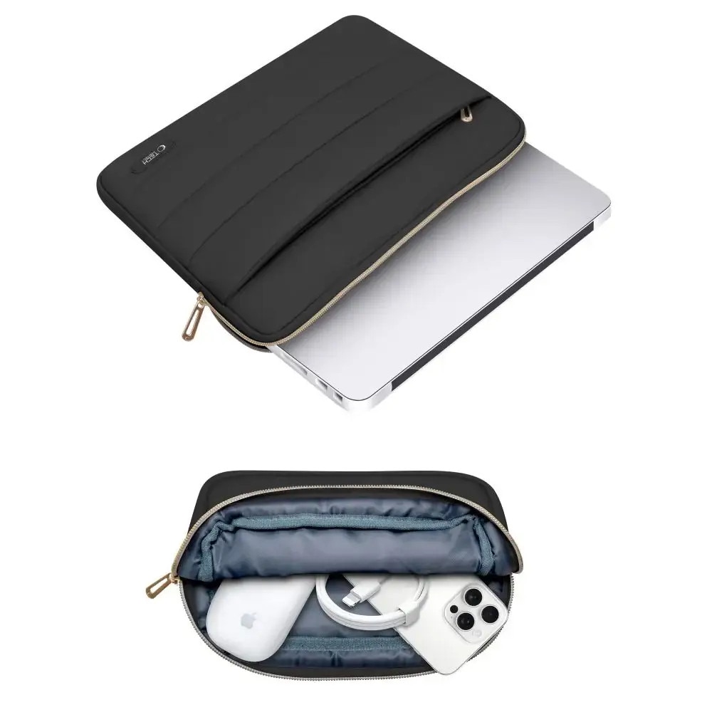 Set husa laptop 13/14 inch si husa pentru accesorii TECH-PROTECT Puffy Black