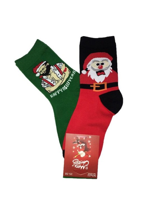 Set 2 perechi sosete, So&Li, Happy Santafsazxg, Multicolor