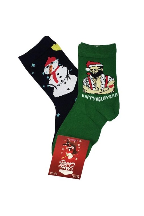Set 2 perechi sosete, So&Li, Happy Snowman, 35/38