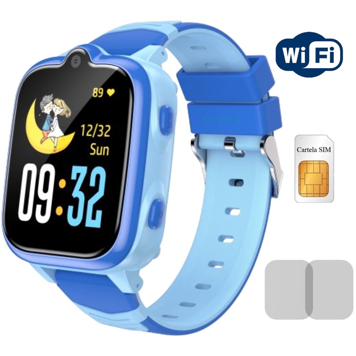 Детски интелигентен часовник 4G Video Call UltraHD MiniWATCH eKiD21 Infinity GPS проследяване WiFi/LBS, HD повикване, SIM, SOS бутон, Син