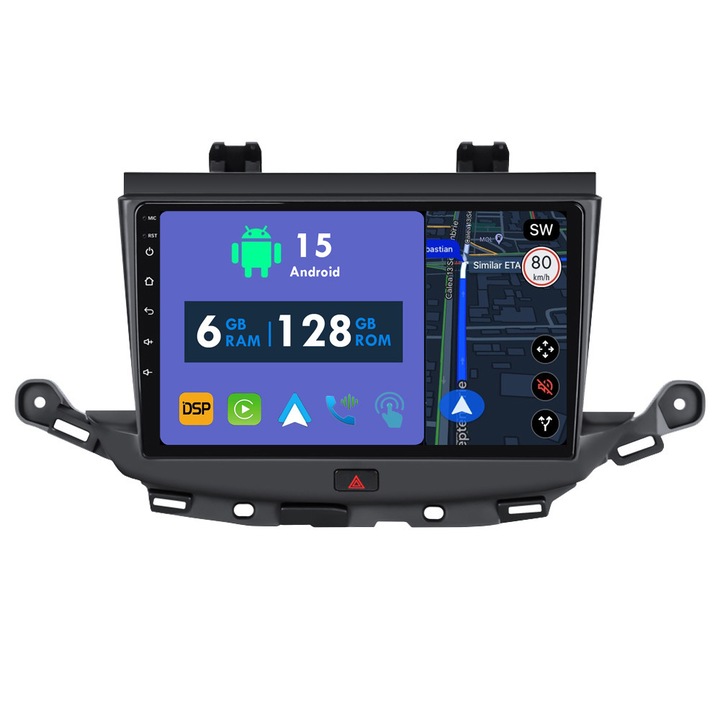 Navigatie GPS CarPlay Radio pentru Opel Astra K Sedan 2015 - 2020 Android Auto Stereo Bluetooth Ecran Tactil 6GB RAM, 128GB ROM