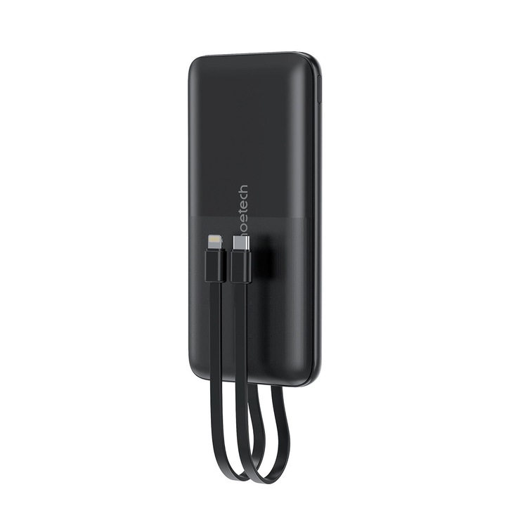 Powerbank 10000mAh Choetech B654, 22,5 W, USB-A, USB-C, mikro USB, USB-C/Lightning kábellel, fekete, 148x68x17,2 mm