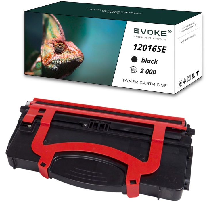 Toner cartus imprimanta pentru Lexmark 12016SE negru, 2000 pagini, Optra, compatibil cu E120 E120n