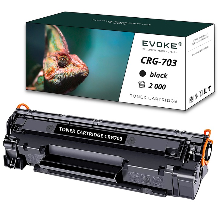Toner cartus imprimanta pentru Canon CRG-703 negru, 2000 pagini, CRG703, compatibil cu MF4320D MF4330D MF4340D MF4350D LBP-3000