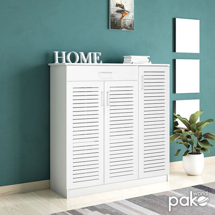Шкаф за обувки Lira 30 чифта бял 120x37x123 см