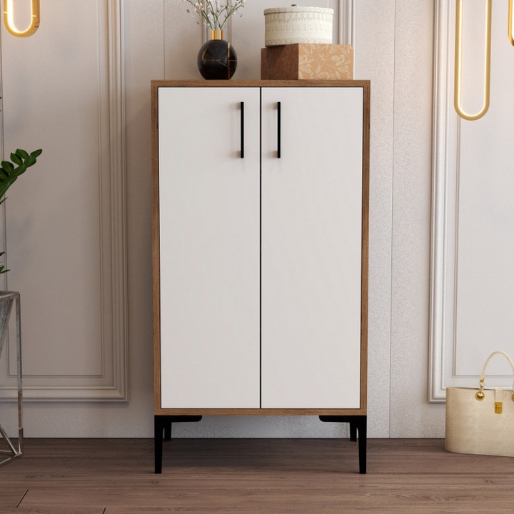 Tino cipősszekrény - Dió, Fehér