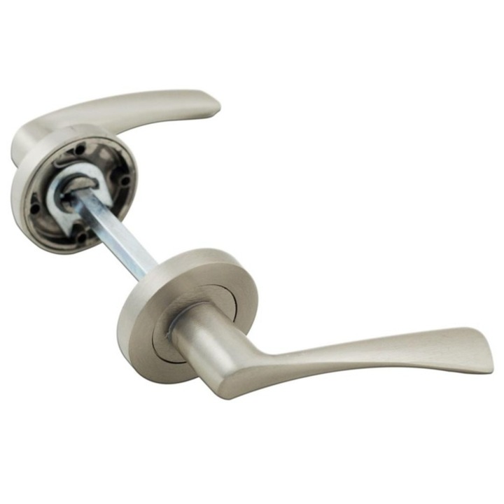 Maner cu rozeta pentru usa interior Bravo Arta door, zamac, argintiu mat, L = 130 mm