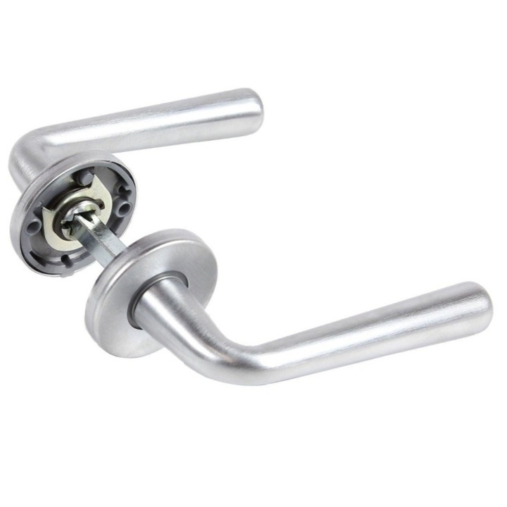 Maner cu rozeta rotunda pentru usa interior, Marea Verofer BB, zamac, crom satinat, 50 mm