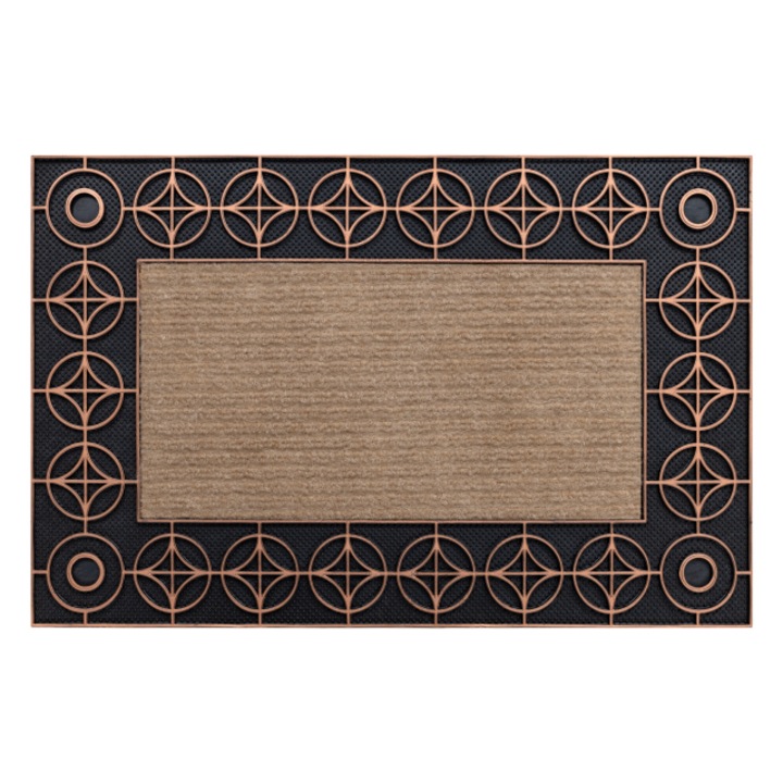 Covor DYWANY ŁUSZCZÓW antiderapant BH 205 cercuri, exterior, interior - maro, 45x70 cm