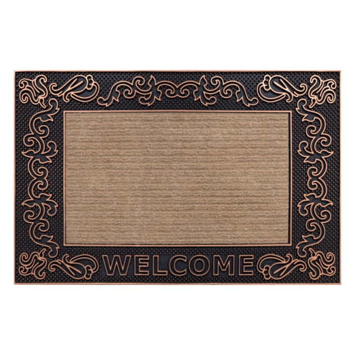 Covor DYWANY ŁUSZCZÓW antiderapant BH 219W Welcome, exterior, interior - maro, 45x70 cm
