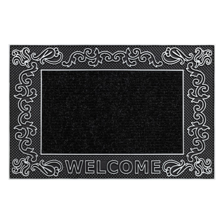 Covor DYWANY ŁUSZCZÓW antiderapant BH 219W Welcome, exterior, interior - argint, 45x70 cm