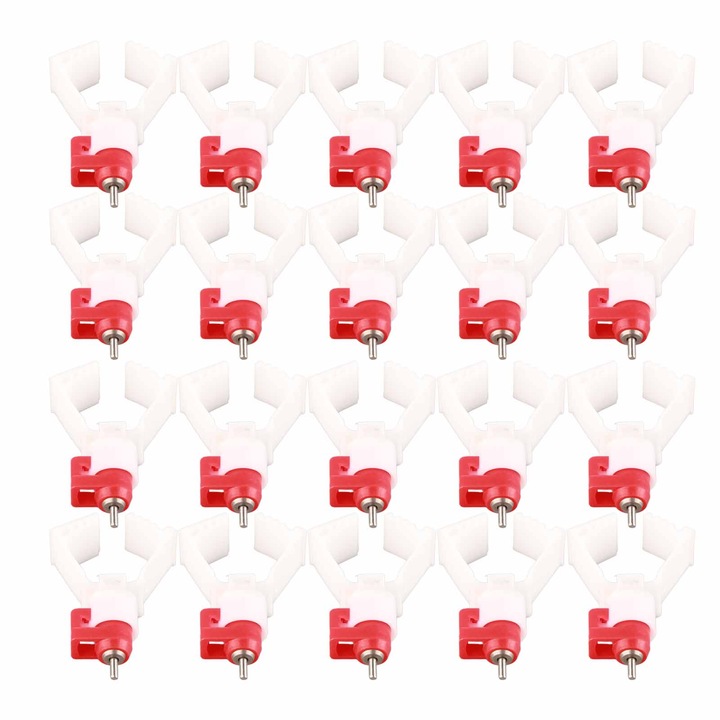 20 darab automata itató készlet madaraknak, Jormftte, műanyag és acél, csirkéknek és kacsáknak