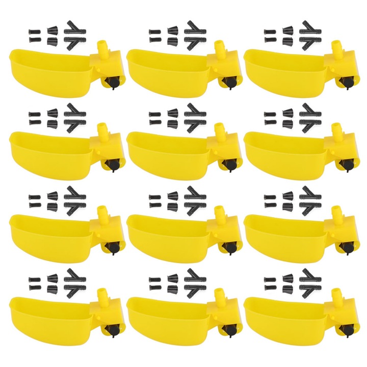 Set 12 adapatoare pasari, Bizaical, galben, Polipropilena