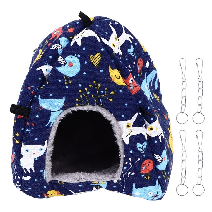 Felfüggeszthető papagájfészek, Jormftte, puha anyagból, kampókkal, hordozható, könnyen tisztítható