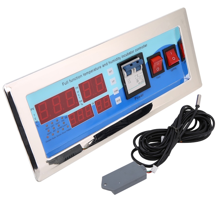 Controler automat pentru incubator, Metal, 30 x 12.7 cm, Argintiu / Albastru