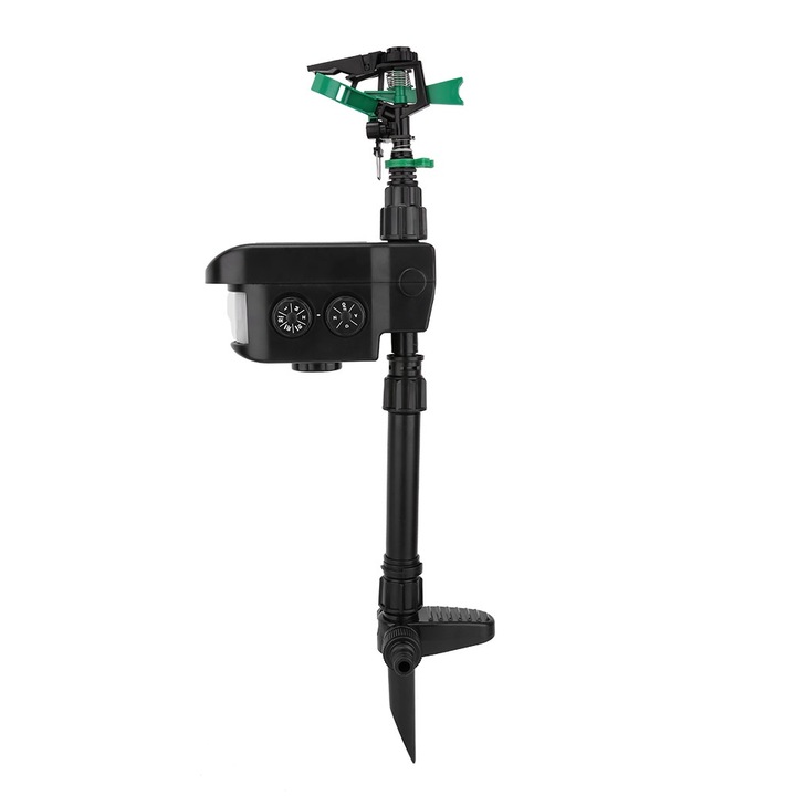 Jormftte Соларен автоматичен спрей за градина, многофункционален, с PIR сензор, 120° ъгъл, 2 тръби, вградена батерия