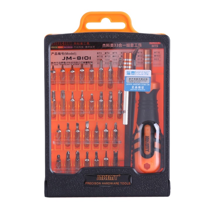 Jormftte 33 darabos csavarhúzó készlet, króm-vanádium ötvözött acélból, kopásálló, hordozható, laptopok és mobiltelefonok javításához