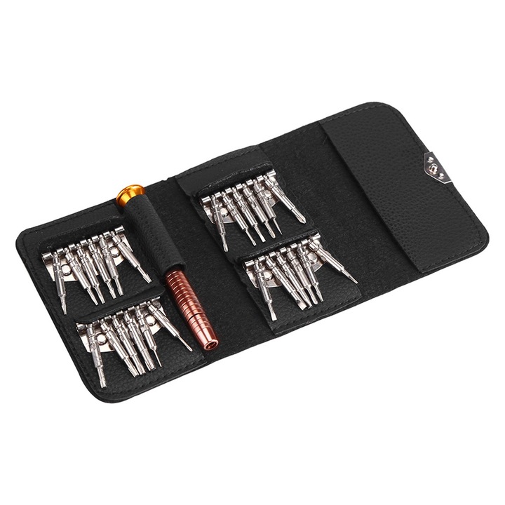 Jormftte 25 darabos precíziós csavarhúzó készlet, ötvözött acél, alumínium nyéllel, hordozható