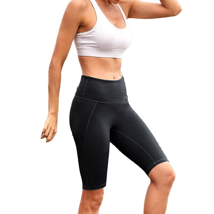 Női sportnadrág, Jormftte, jóga, fekete, nylon