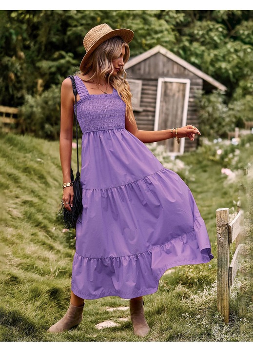 Nyári ruha, Jormftte, ujjatlan, redőzött, lila, L INTL