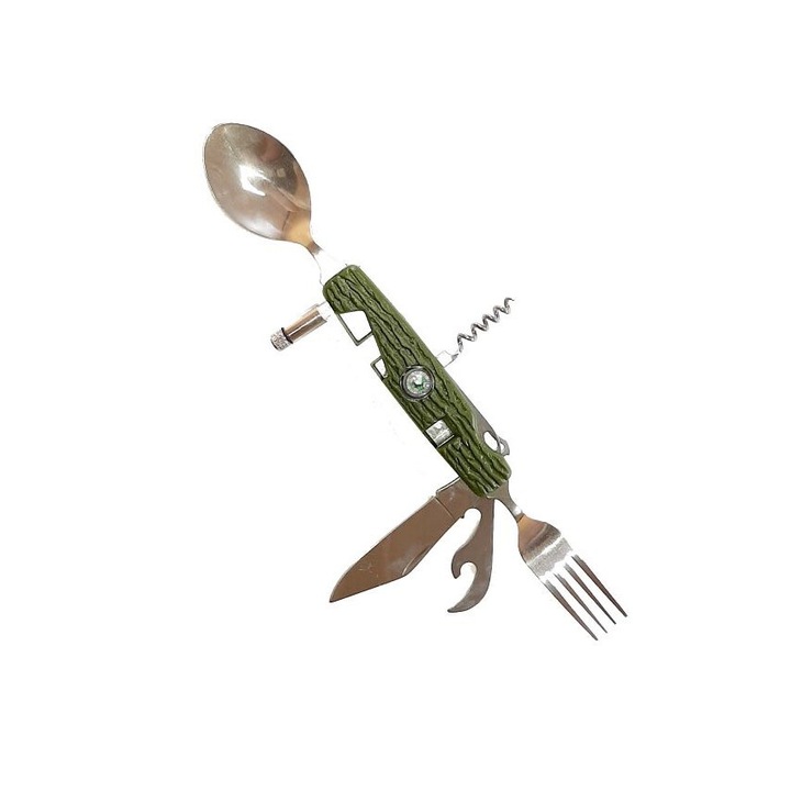 Briceag cu Lingura si Furculita multifunct de buzunar 9 functii, + husa OFF-292