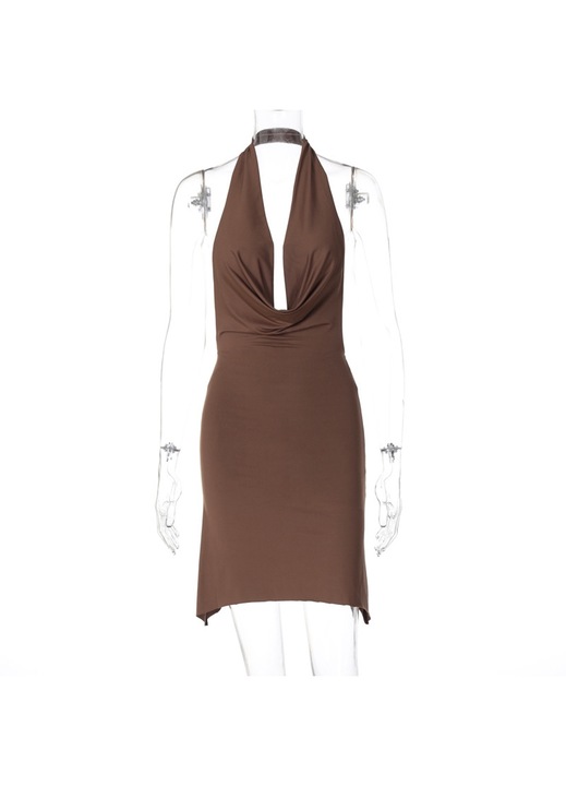 Ruha, Jormftte, rövid, V-nyakú, barna, poliészter