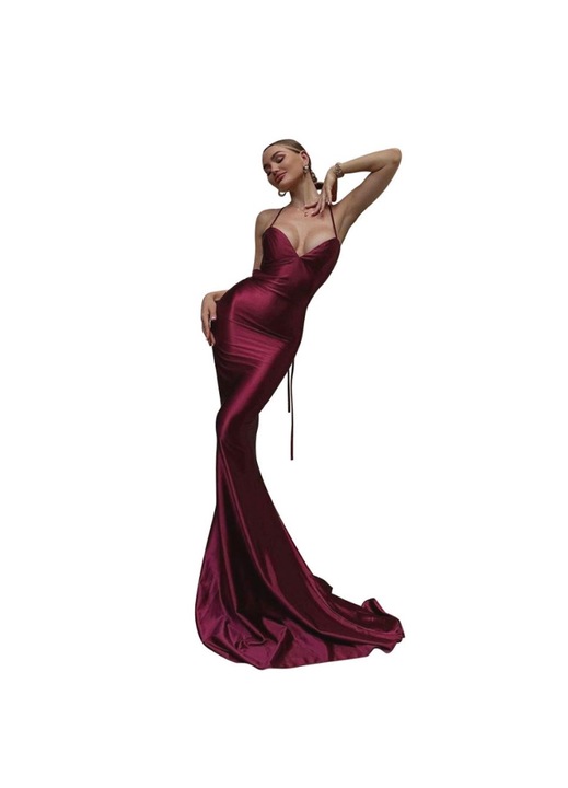 Jormftte alkalmi ruha, V-nyakú, oldalt sliccelt, piros, puha anyag