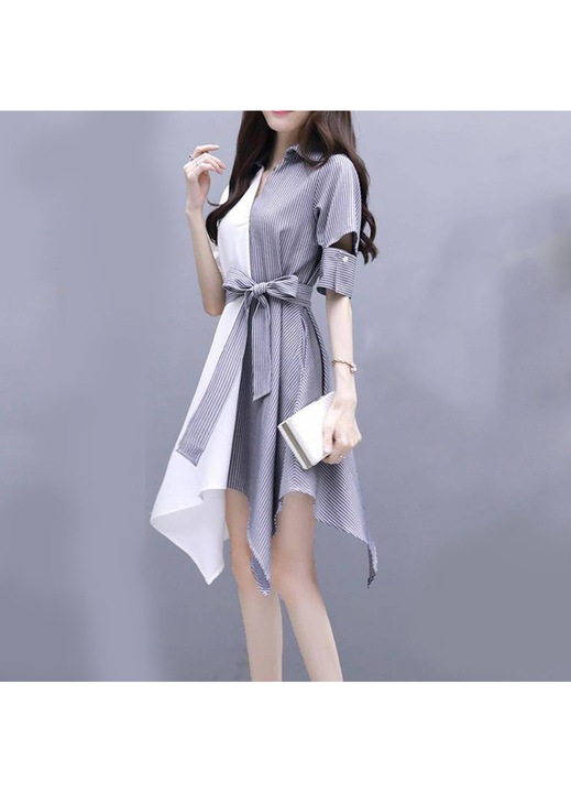 Jormftte szabálytalan félujjas poliészter ruha