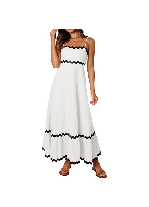 Jormftte ruha, fehér, poliészter, ujjatlan, spagettipántos