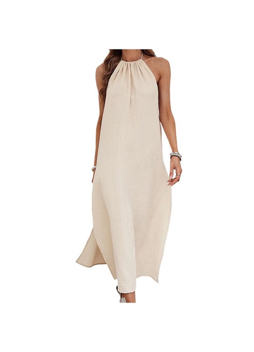 Jormftte ruha, hosszú, alkalmi, magas sliccelt szegéllyel, kajszibarack színű, egyszínű