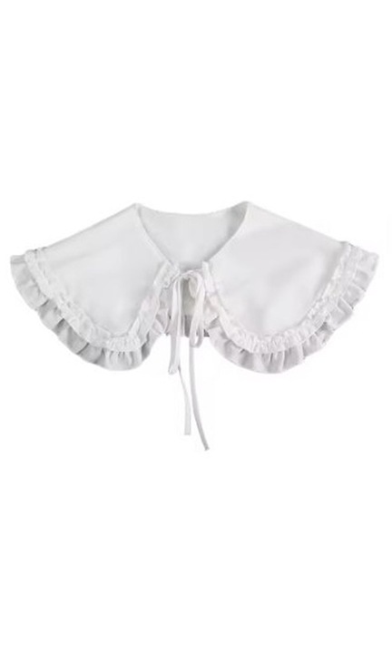 CLASStitude levehető gallér, klasszikus retro modell ráncokkal és masnis rögzítéssel, univerzális méret, pamut anyagú, Diamond White