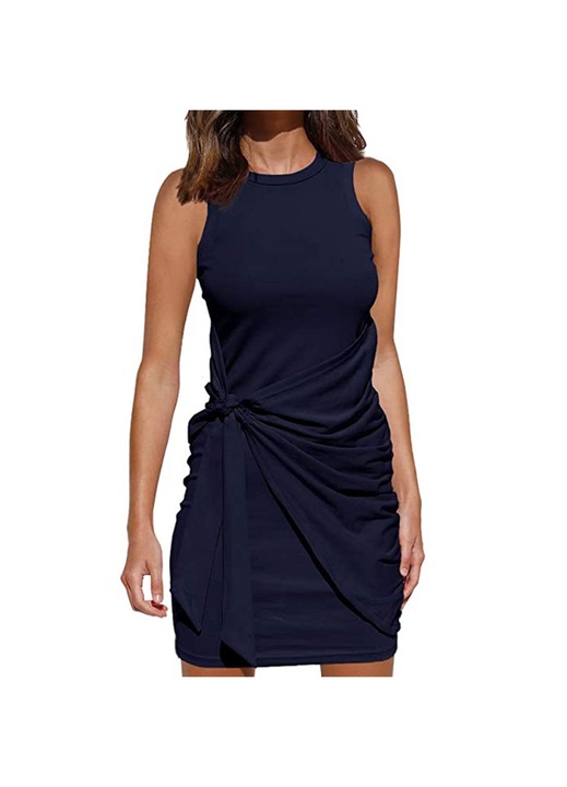 Női ruha, Jormftte, testhezálló, sötétkék, ujjatlan, rövid