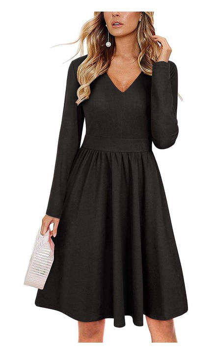 Ruha, Jormftte, magas derék, V-nyak, hosszú ujjú, fekete