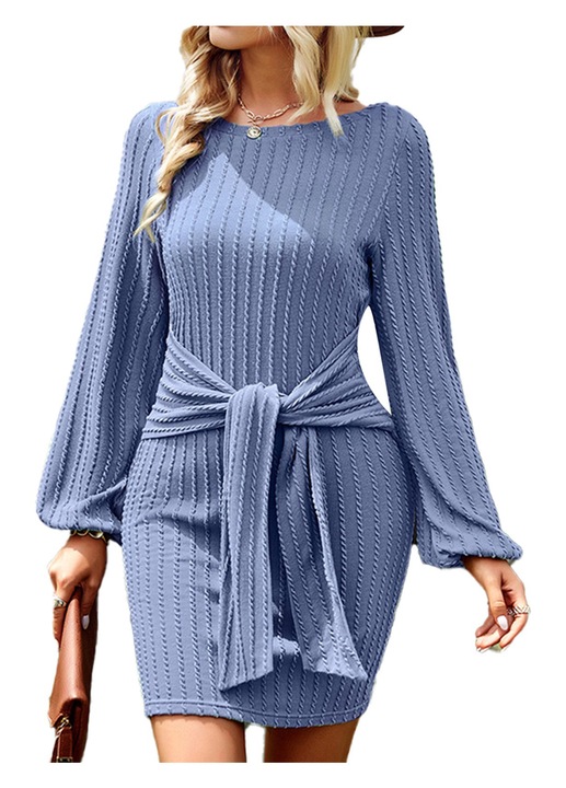 Női ruha, Jormftte, hosszú ujjú, derékpántos, kék, XL INTL