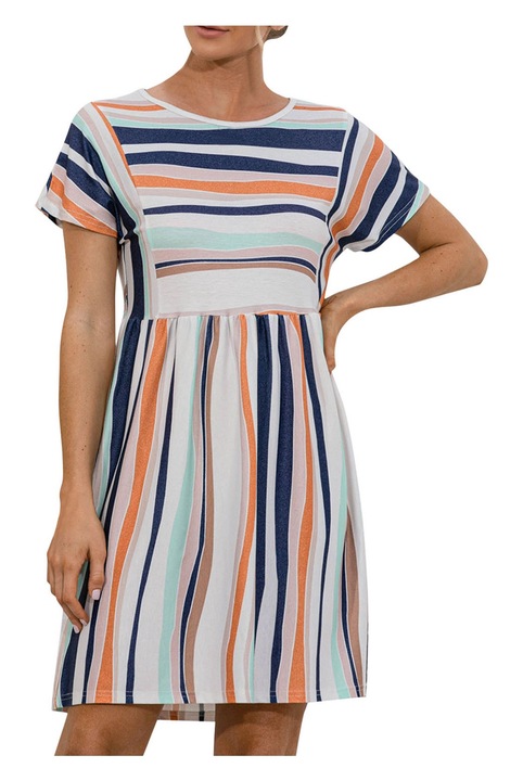 Jormftte csíkos, alkalmi, többszínű, poliészter ruha