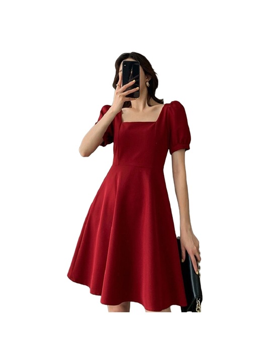 Jormftte ruha, piros, poliészter, rövid ujjú, hosszú szoknya, L INTL