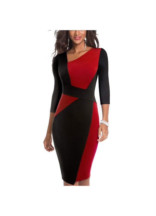 Jormftte vintage női ruha, fekete-piros, sztreccs anyag, poliészter