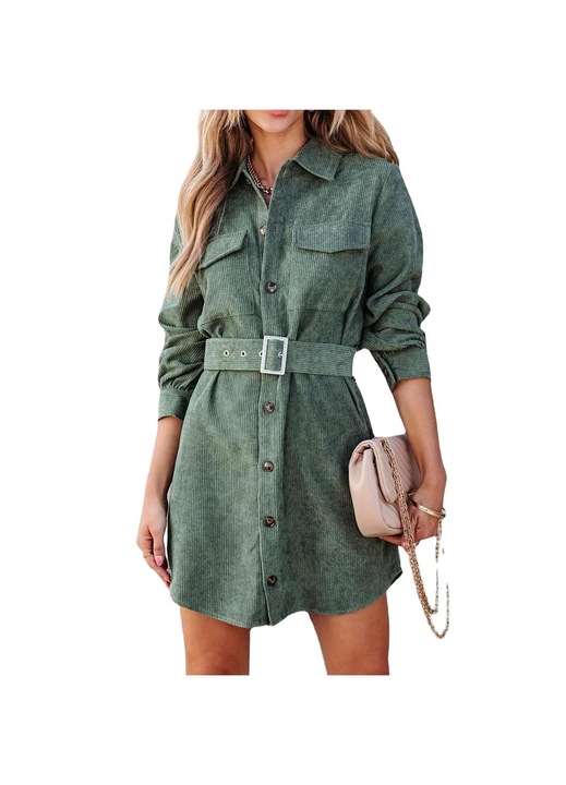 Ingruha, Jormftte, mini, bársony, hosszú ujjú, zöld, L INTL