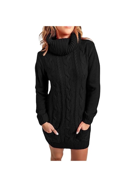 Noi puloverruha, Jormftte, hosszu ujju, fekete, polieszter szal, Fekete