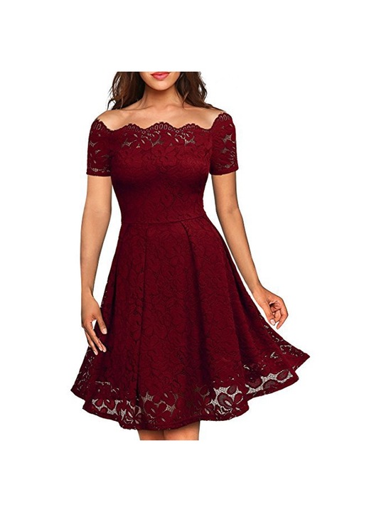 Jormftte női ruha, közepes, sifon, borvörös, 3XL INTL