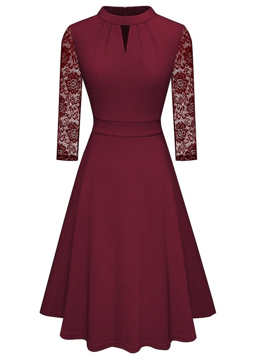 Jormftte ruha, A-vonalu, haromnegyedes ujju, zsebes, rugalmasadwqf, Piros