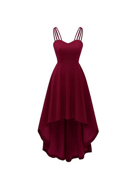 Estélyi ruha, Jormftte, piros, hosszú csipkeujjak, V-nyakú, poliészter, XL INTL