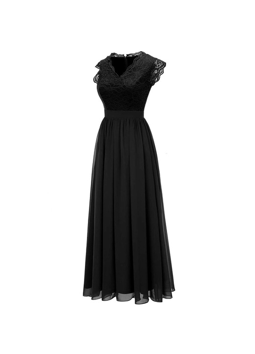 Hosszú ruha, Jormftte, ujjatlan, mozaik csipke, fekete, XL INTL