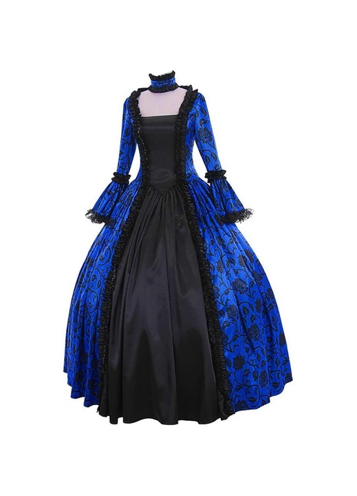 Gót báli ruha, Jormftte, réteges csipke, fekete/sötétkék