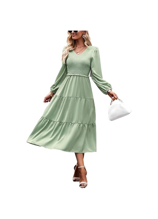 Jormftte alkalmi ruha, hosszú ujjú, zöld, poliészter, M INTL