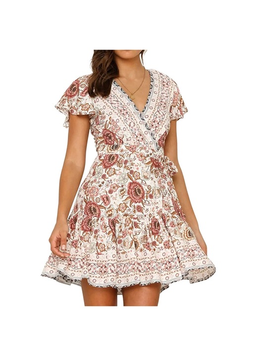 Ruha, Jormftte, mini, virágmintás, többszínű, poliészter szál, S INTL