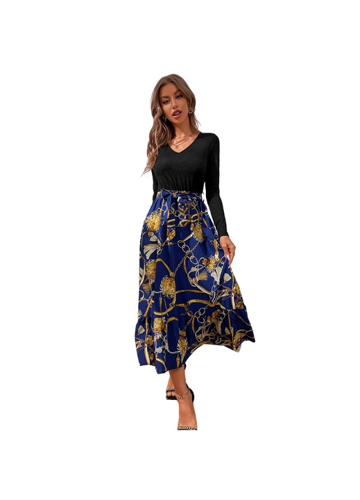 Maxi ruha, Jormftte, lezser, többszínű, rugalmas, hosszú ujjú