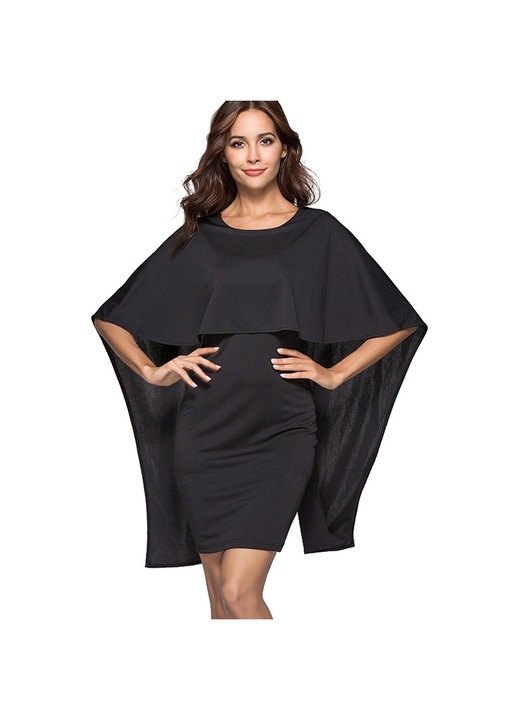 Jormftte midi ruha, rugalmas, lila ujjú, kerek nyakú, kivágott hátú, fekete