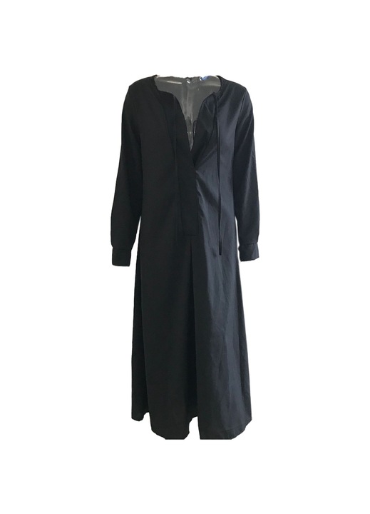 Jormftte alkalmi női ruha, V-nyakú, hosszú ujjú, fekete, pamut/poliészter